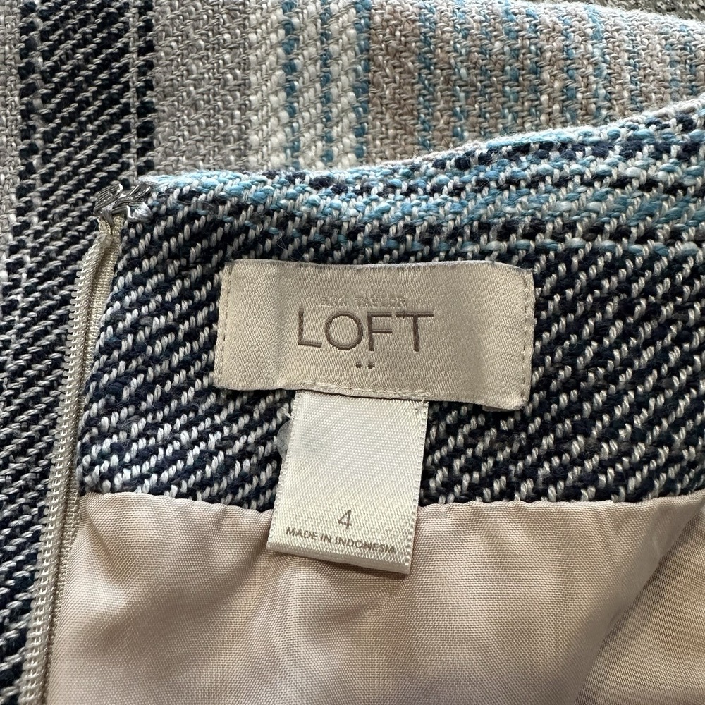 Ann Taylor Loft Skirt Womens 4 Striped Pencil Raw Fringe 18" Length Mini - Picture 4 of 5